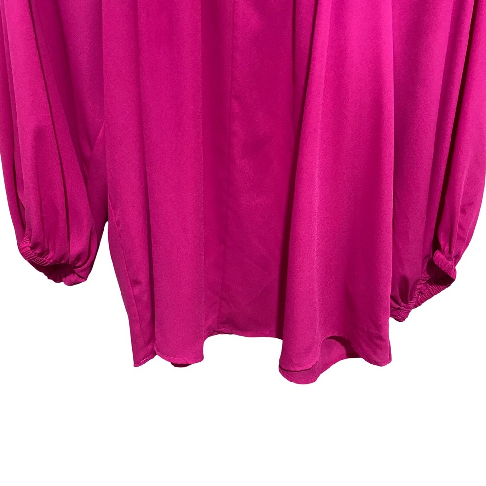 Vince Camuto‎ Womens 1X Pink Keyhole Pleated Long Sleeve Blouse Top Relaxed Fit - Picture 3 of 12